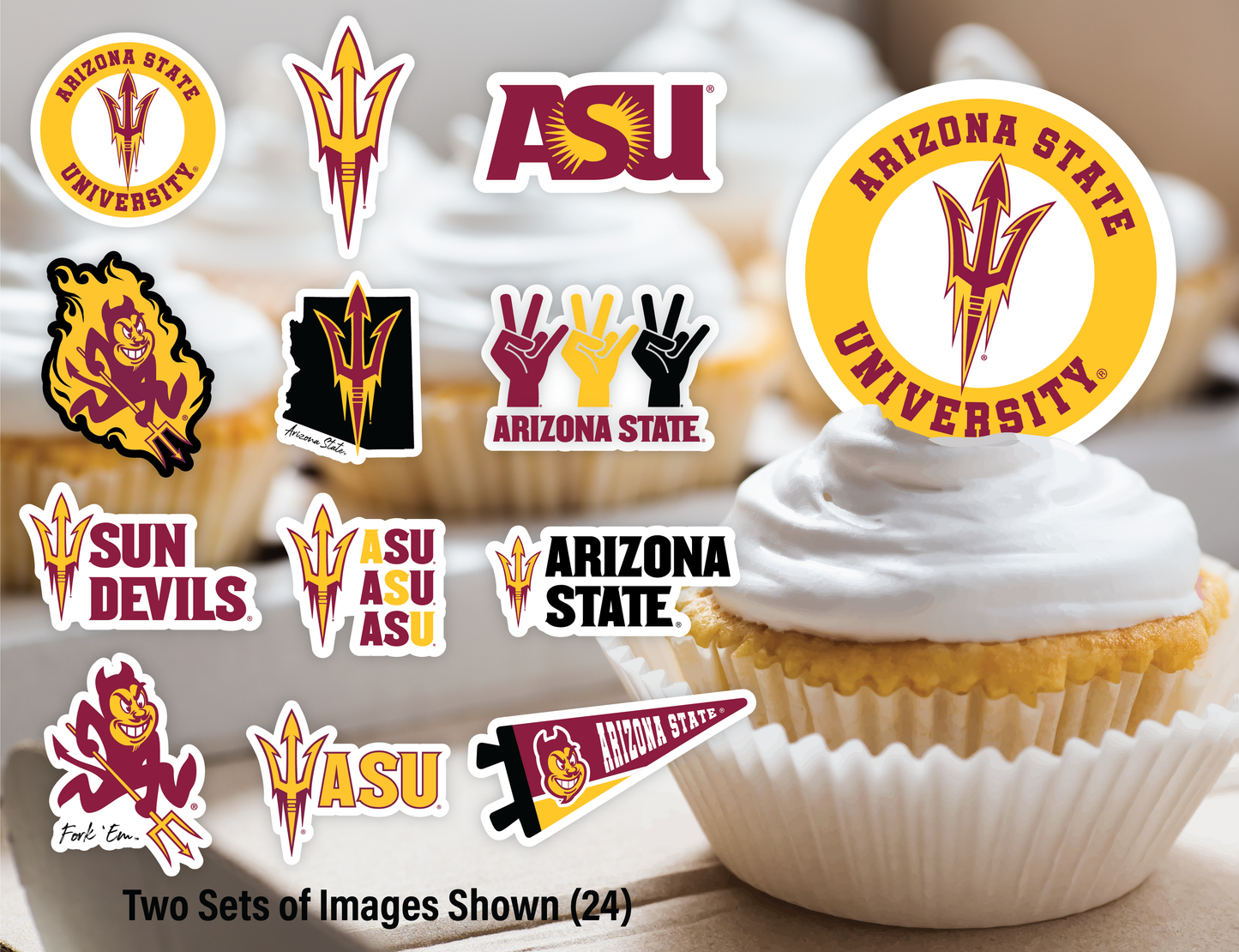 Arizona State Sun Devils Cupcake Toppers (24 Pieces)