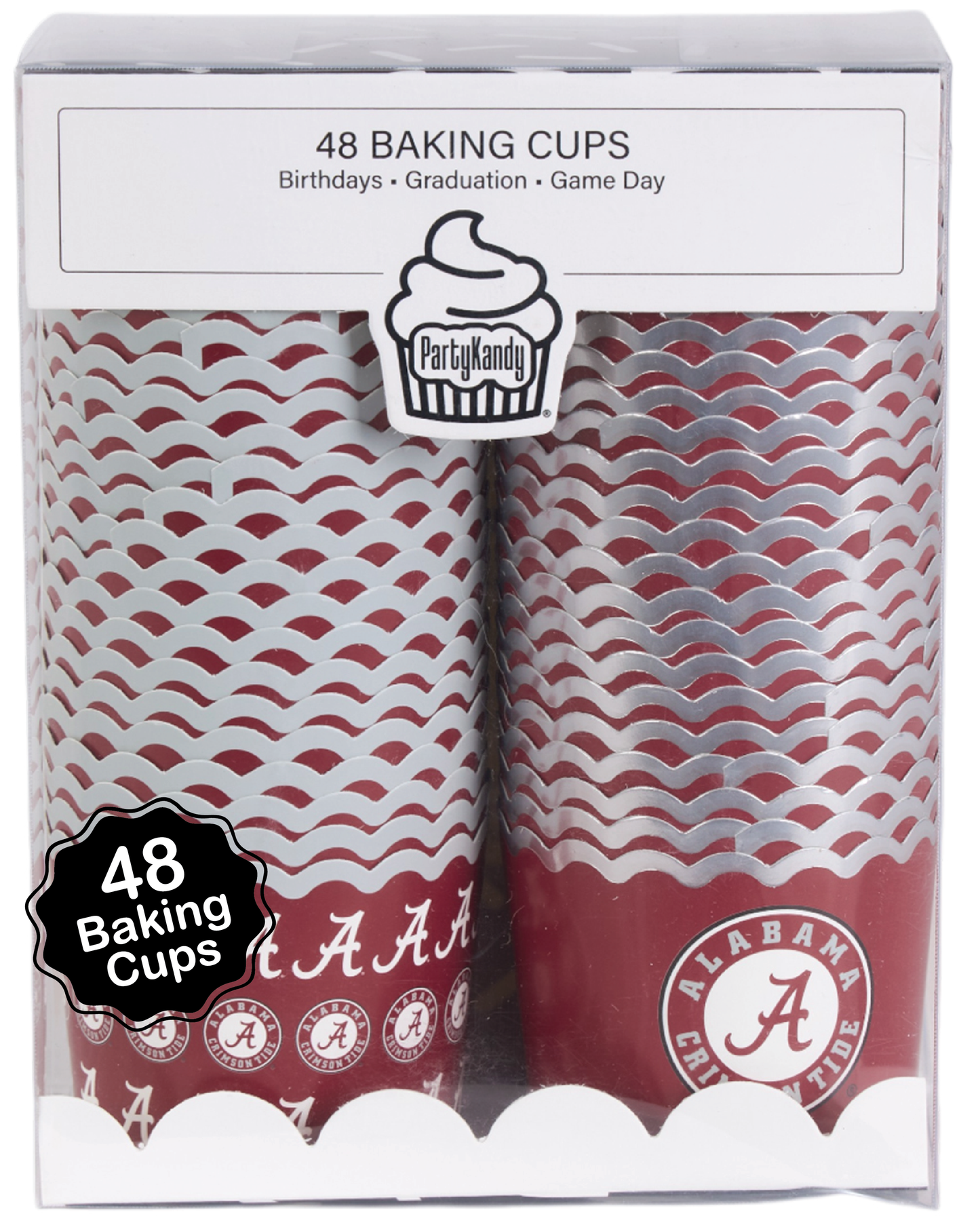 University of Alabama Baking Cups (48 Pcs) for Bama Football, Birthday, and Graduation Party Decorations (Alabama Crimson Tide)