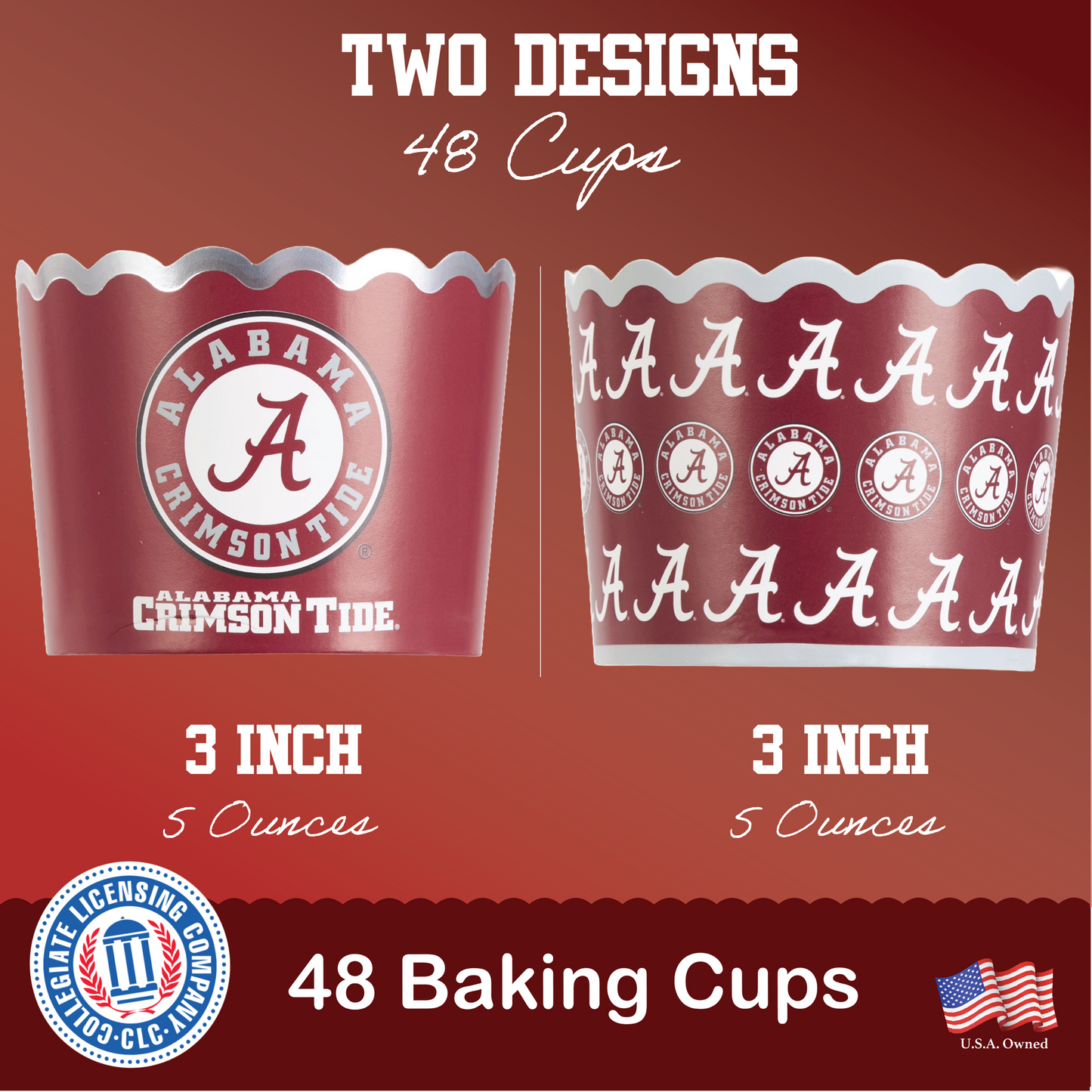 University of Alabama Baking Cups (48 Pcs) for Bama Football, Birthday, and Graduation Party Decorations (Alabama Crimson Tide)