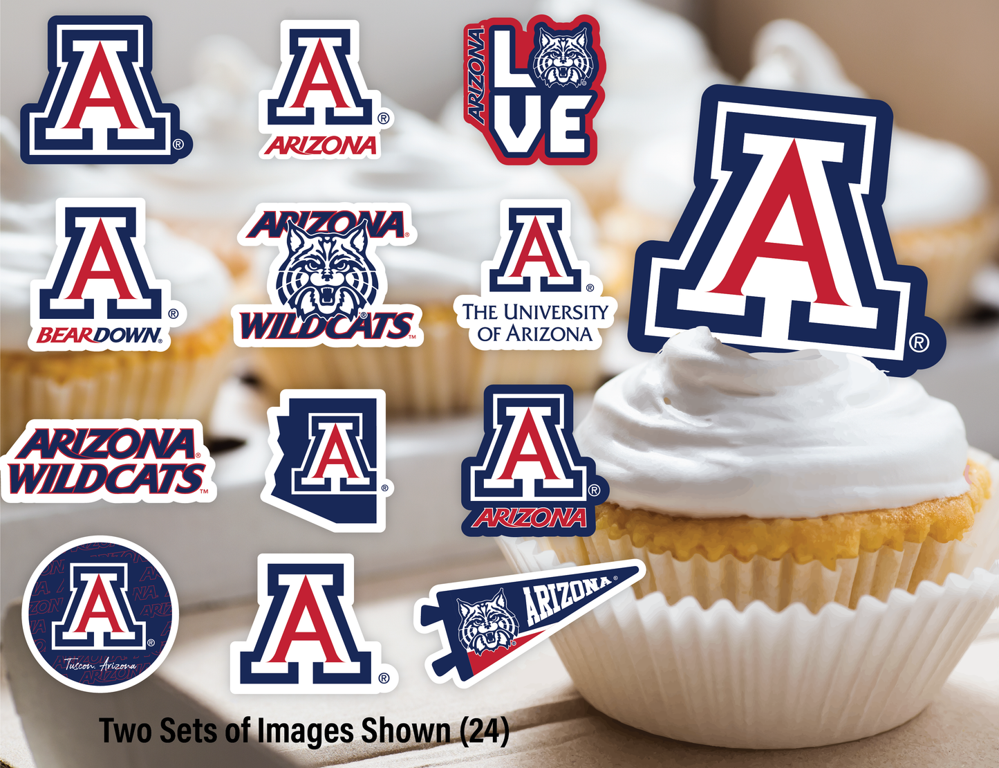 Arizona Wildcats Party Decorations with Banner and Cupcake Toppers (42 Pieces)