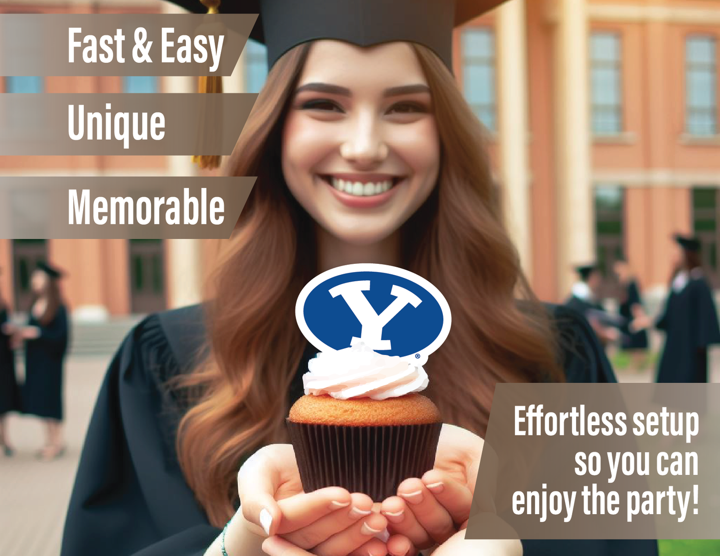 BYU Cougars Cupcake Toppers (24 Pieces)