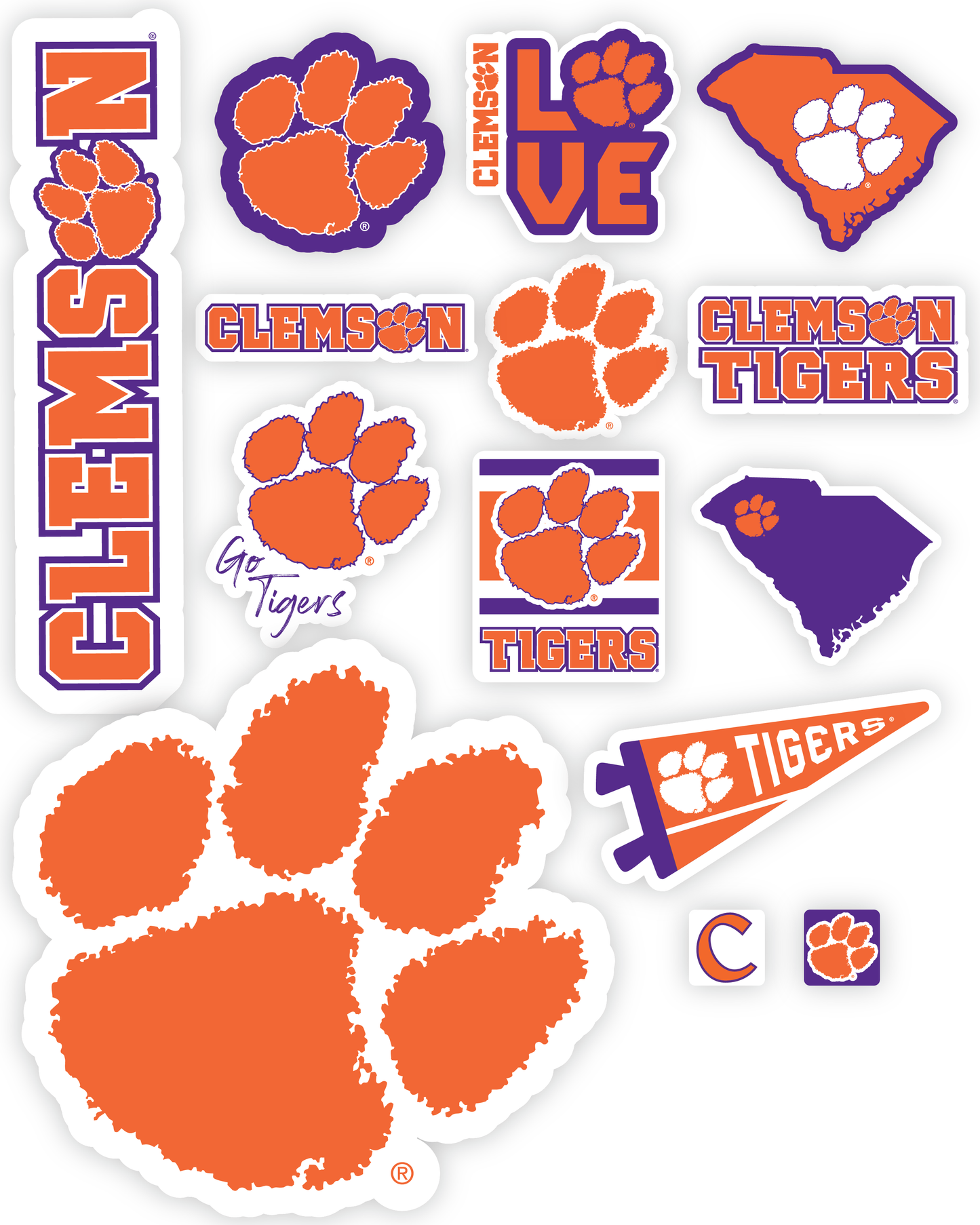 Clemson Tigers Sticker Set (14 Pieces)