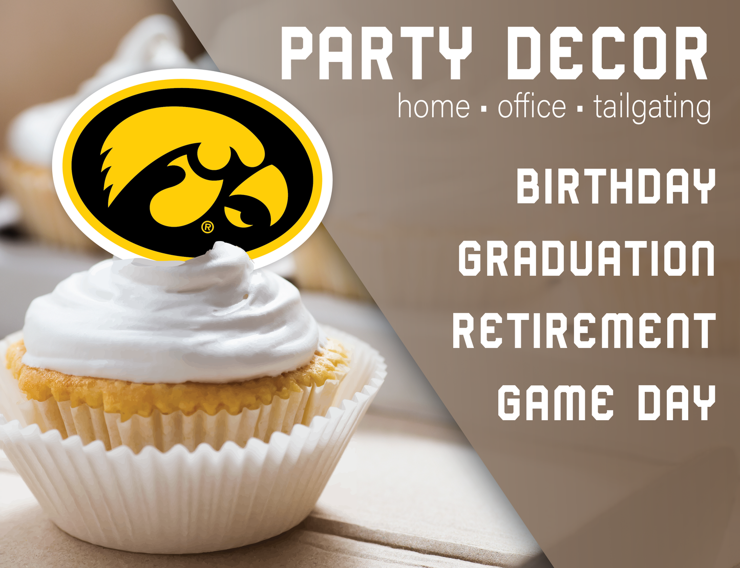 Iowa Hawkeyes Tide Cupcake Toppers (24 Pieces)