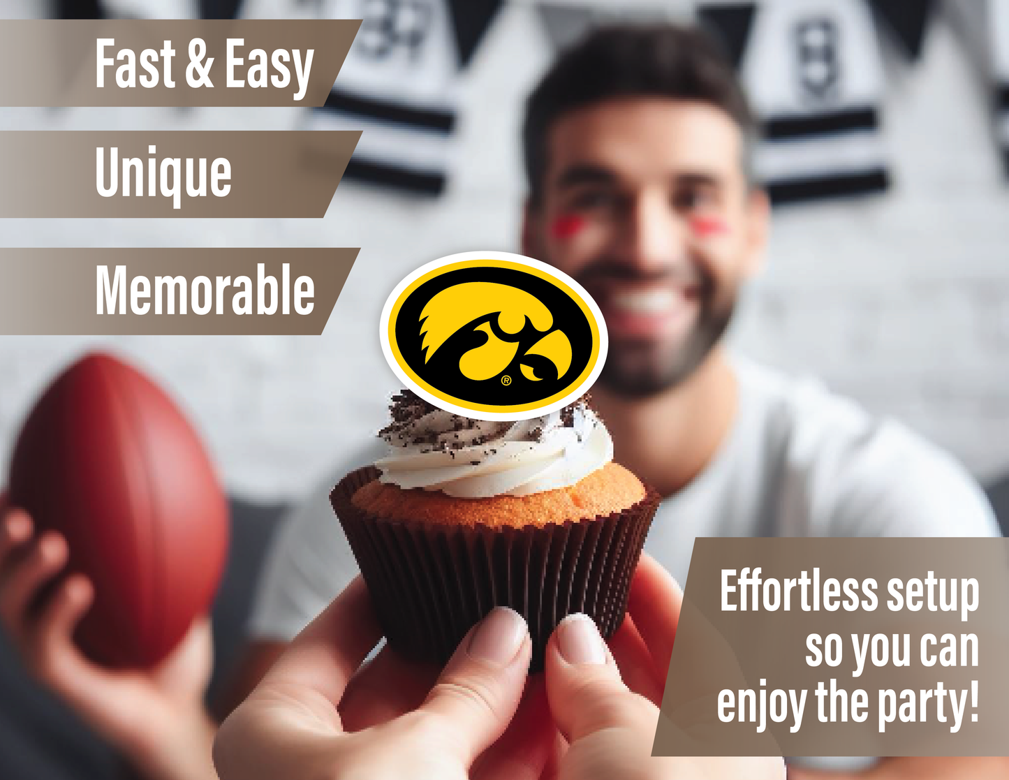 Iowa Hawkeyes Tide Cupcake Toppers (24 Pieces)