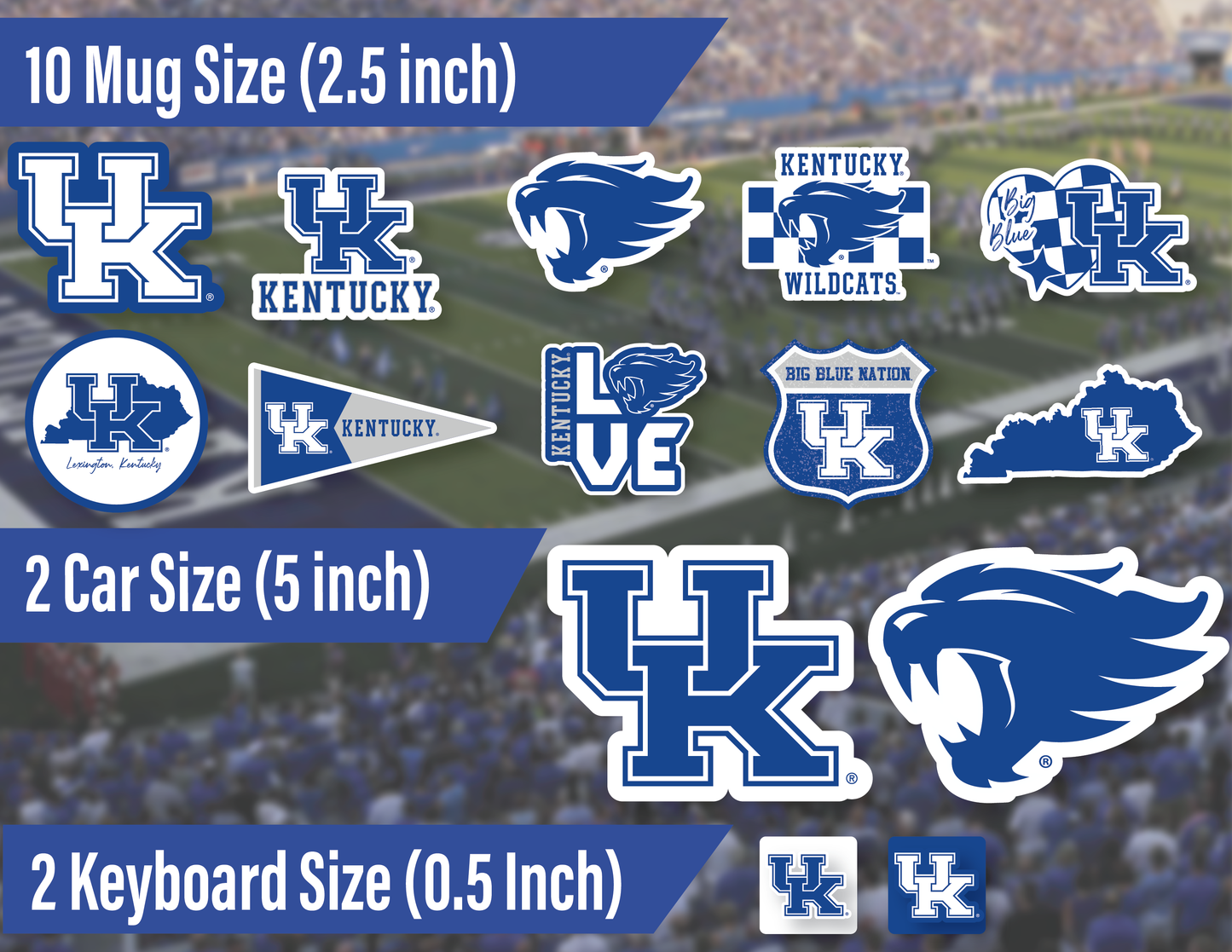 Kentucky Wildcats Sticker Set (14 Pieces)