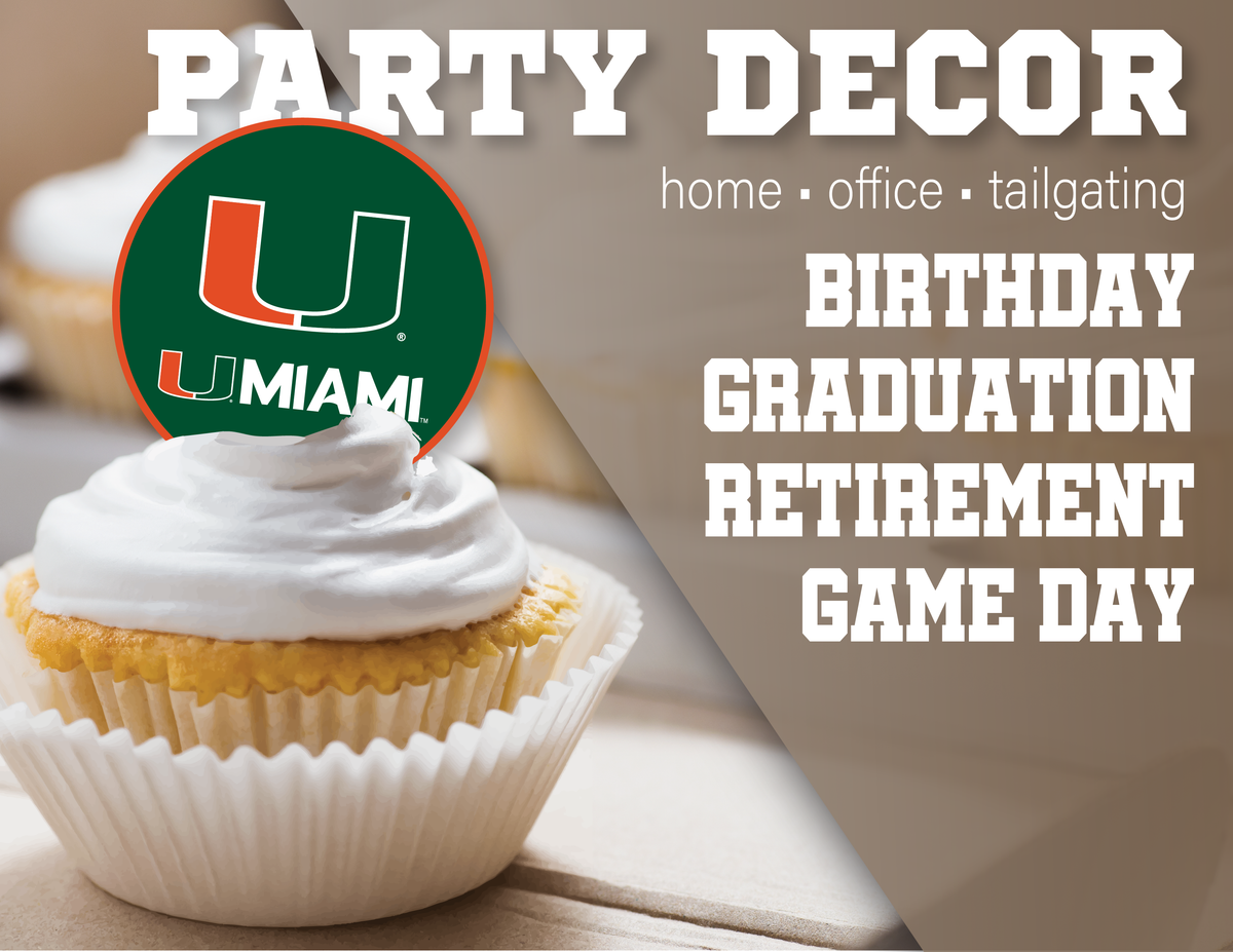 Miami Hurricanes Cupcake Toppers Football Graduation Cake Decor 24 Pc