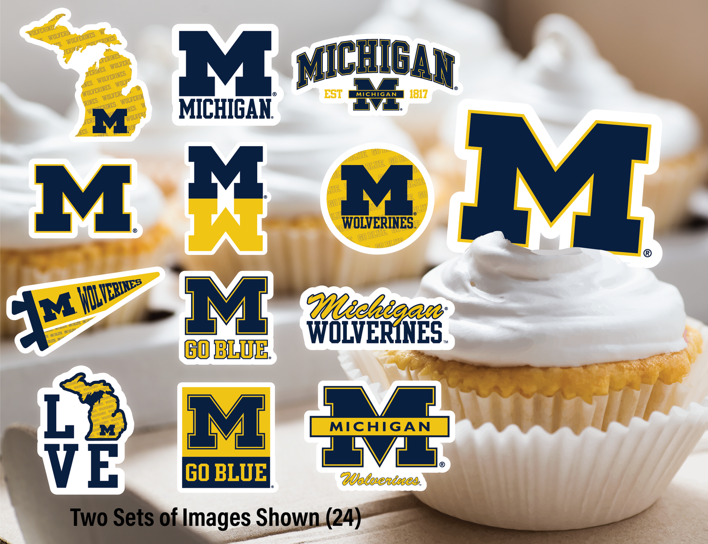 Michigan Wolverines Party Decorations with Banner and Cupcake Toppers (42 Pieces)