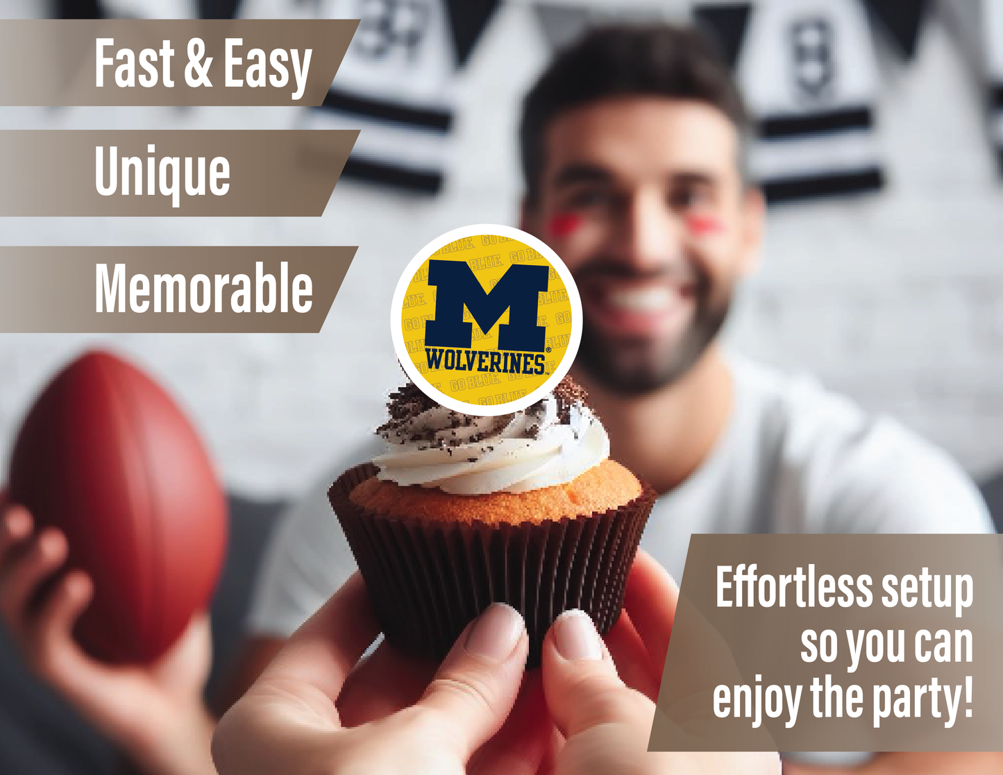 Michigan Wolverines Party Decorations with Banner and Cupcake Toppers (42 Pieces)