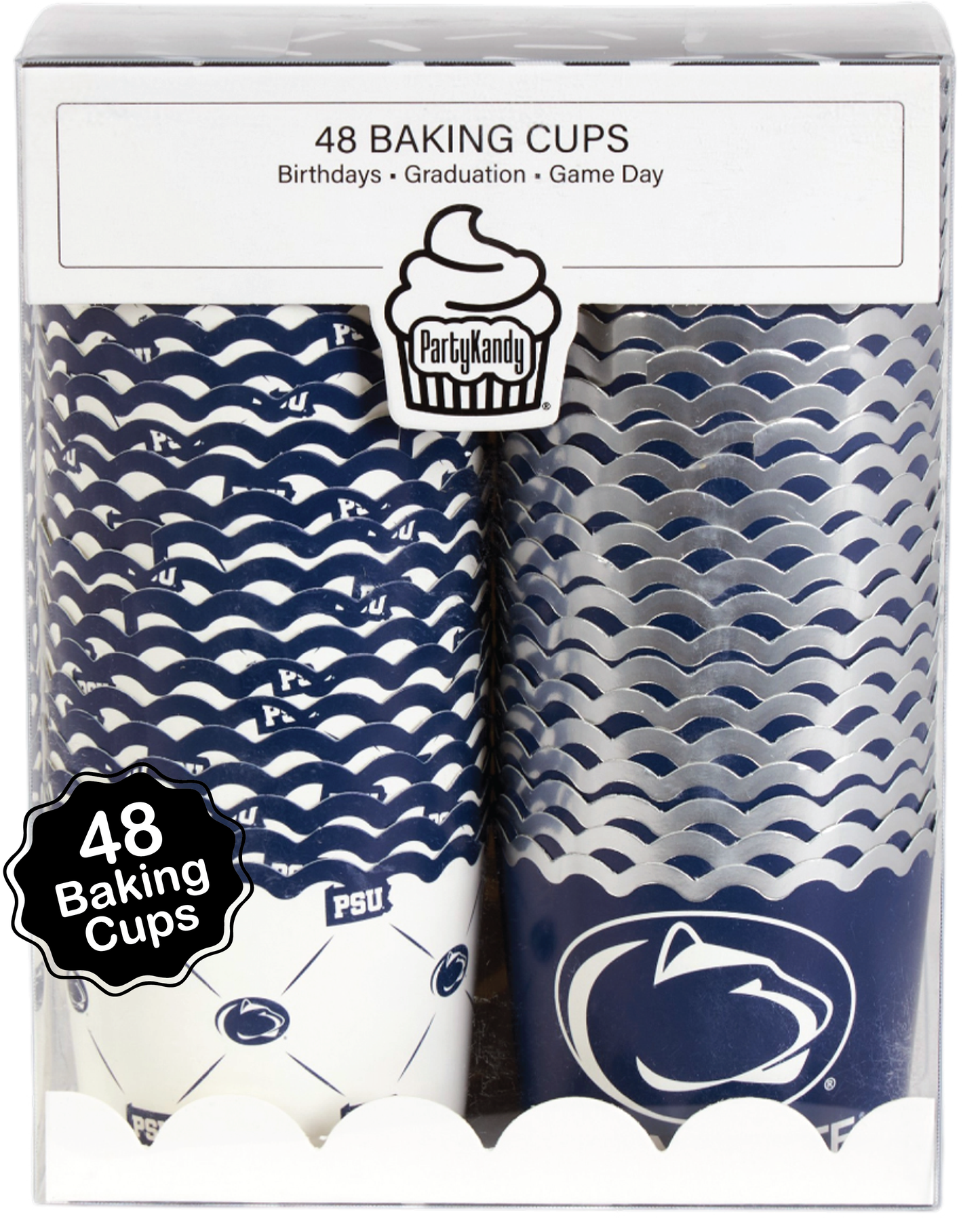 Penn State Baking Cups (48 Pcs) for PSU Football, Birthday, and Graduation Party Decorations (Penn State Nittany Lions)