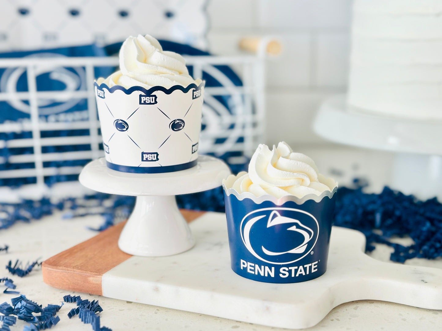 Penn State Baking Cups (48 Pcs) for PSU Football, Birthday, and Graduation Party Decorations (Penn State Nittany Lions)