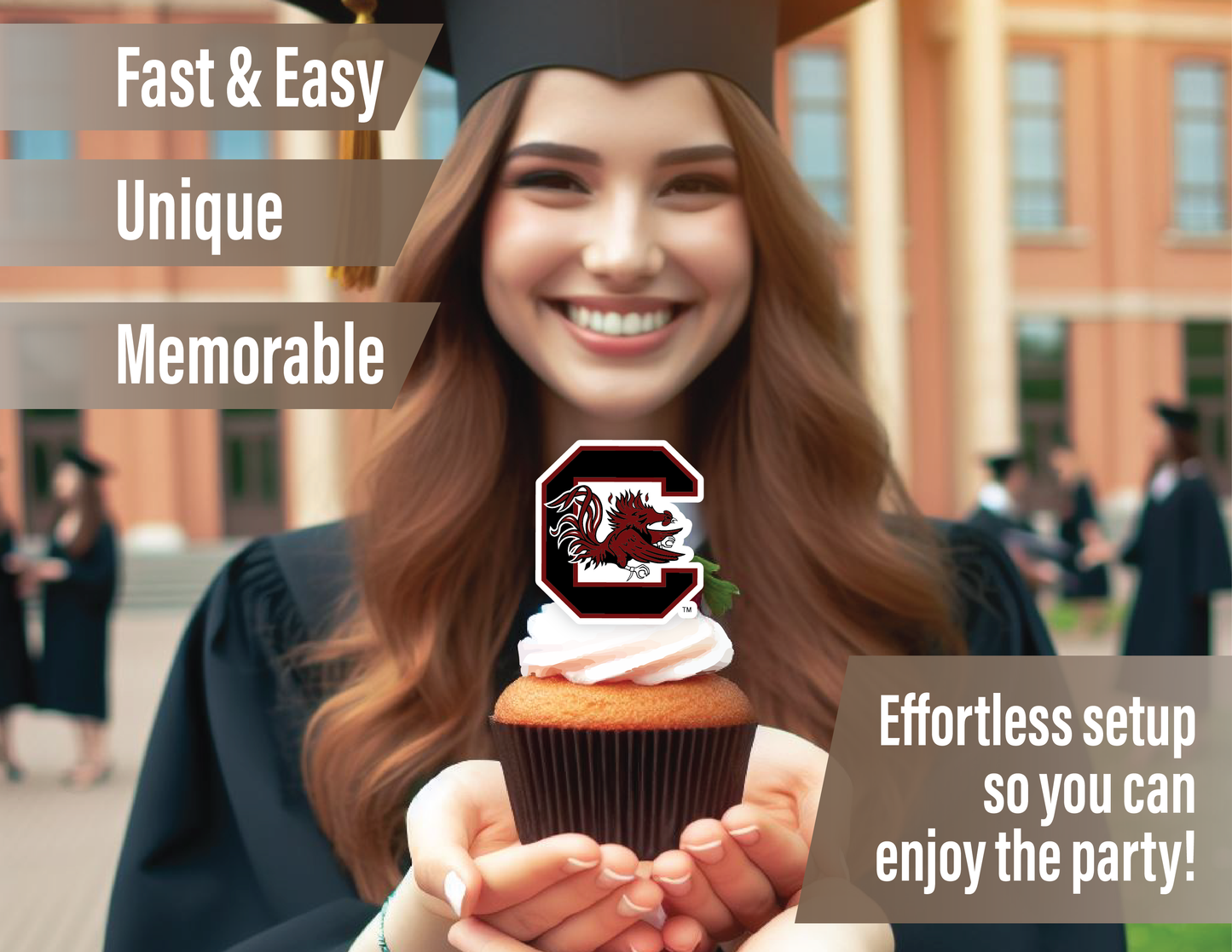 South Carolina Gamecocks Cupcake Toppers (24 Pieces)