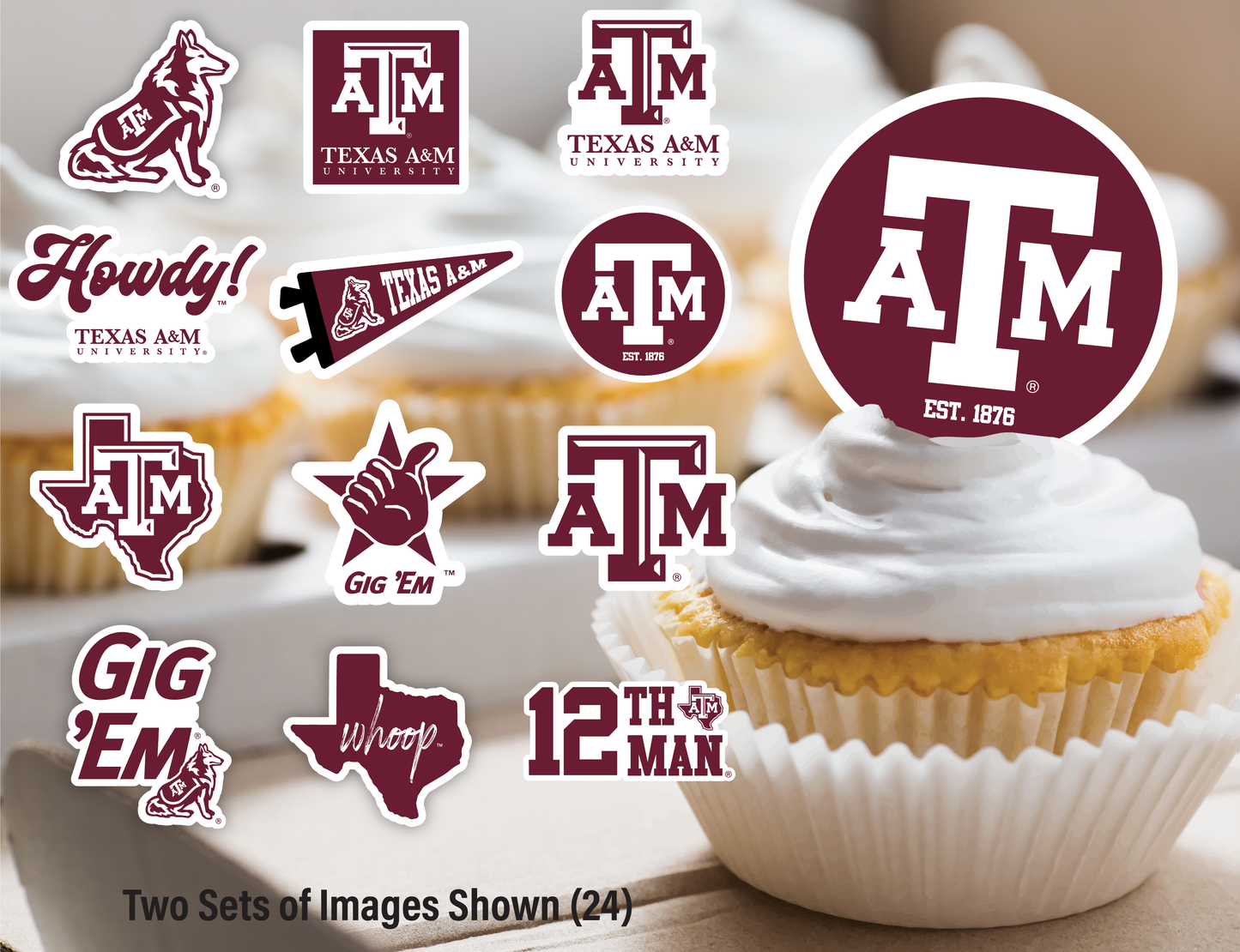 Texas A&M Aggies Party Decorations with Banner and Cupcake Toppers (42 Pieces)