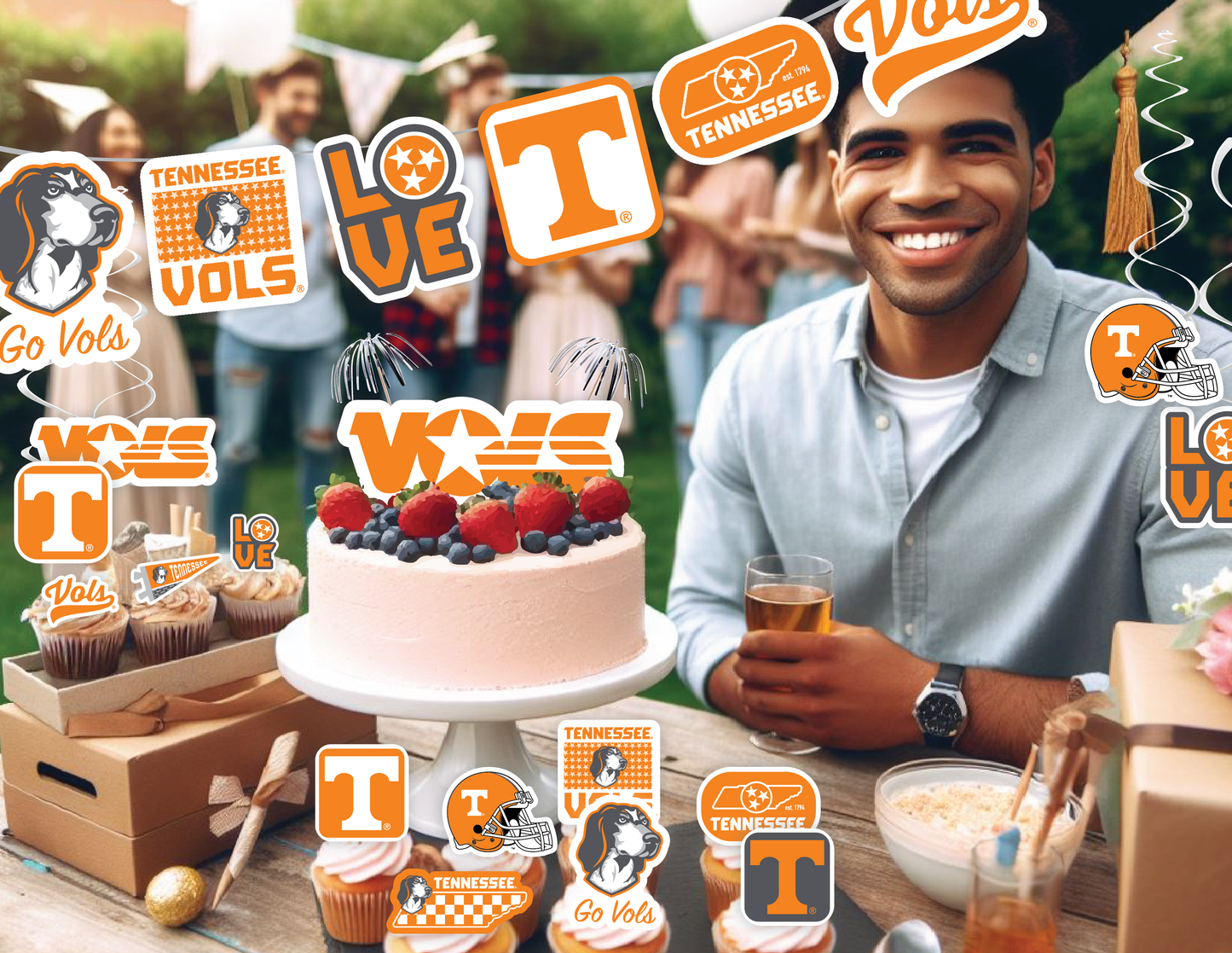 Tennessee Vols Party Decorations with Banner and Cupcake Toppers (42 Pieces)