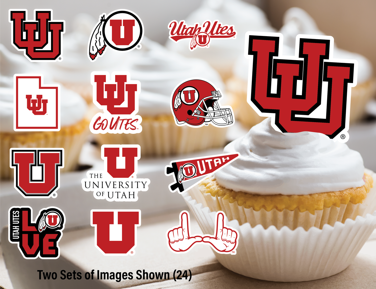 Utah Utes Cupcake Toppers (24 Pieces)