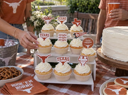 Hook 'Em on Every Cupcake: 24 Texas Longhorns Cupcake Toppers for Your Next Party