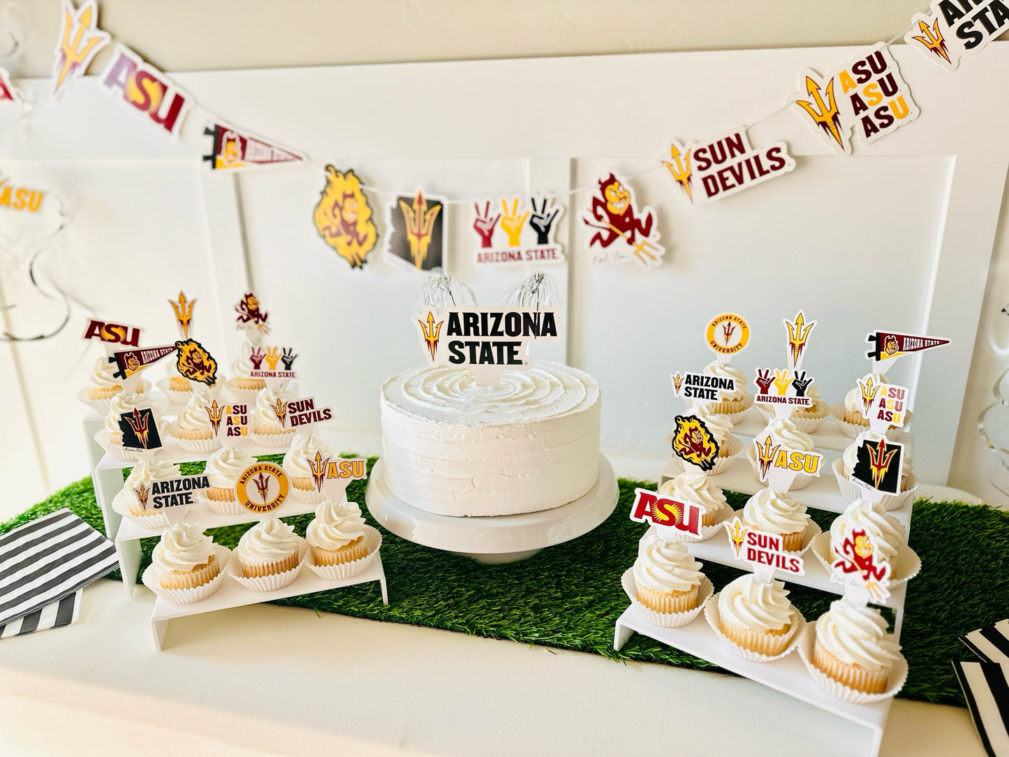 Arizona State Sun Devils Party Decorations with Banner and Cupcake Toppers (42 Pieces)