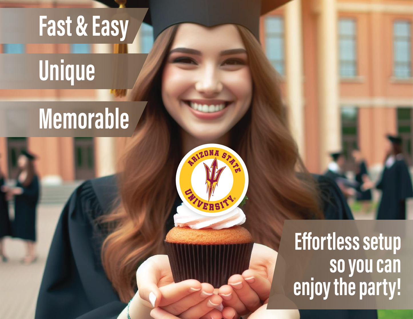 Arizona State Sun Devils Party Decorations with Banner and Cupcake Toppers (42 Pieces)