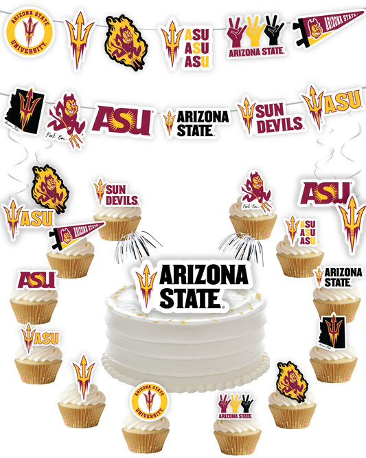 Arizona State Sun Devils Party Decorations with Banner and Cupcake Toppers (42 Pieces)