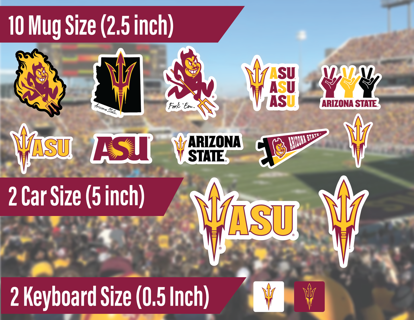 Arizona State Sun Devils Sticker Set (14 Pieces)