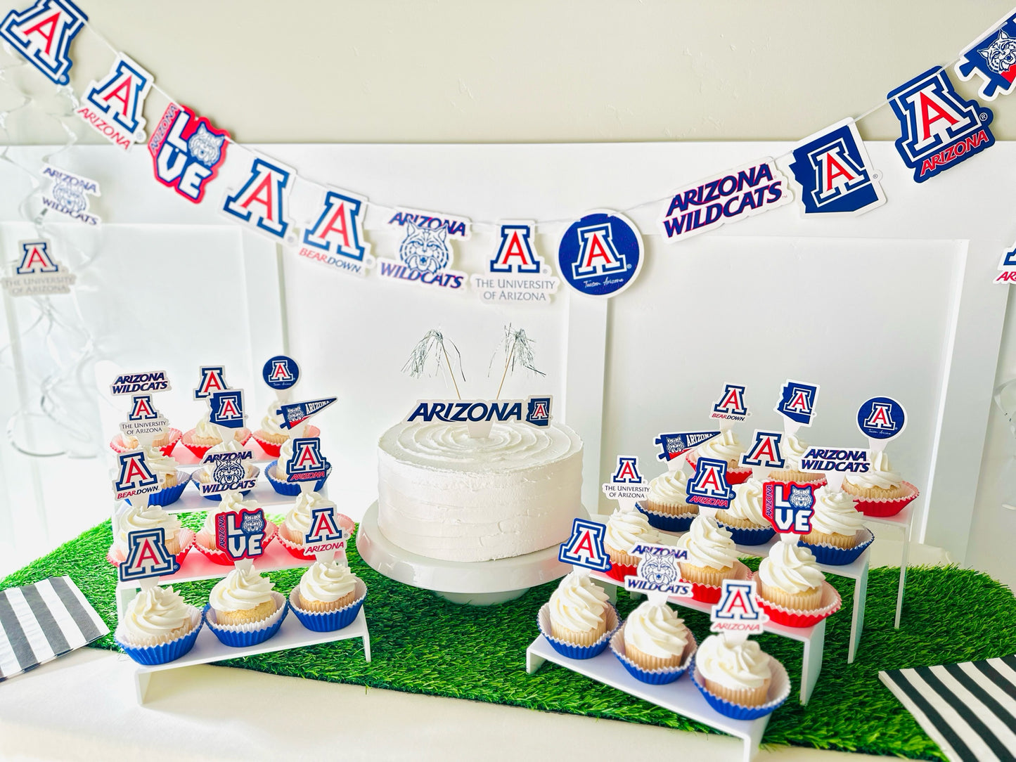 Arizona Wildcats Party Decorations with Banner and Cupcake Toppers (42 Pieces)