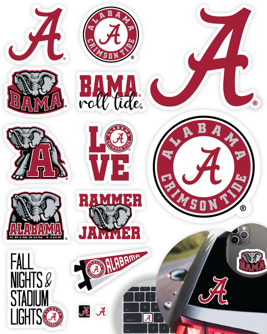 Alabama Crimson Tide Sticker Set (14 Pieces)