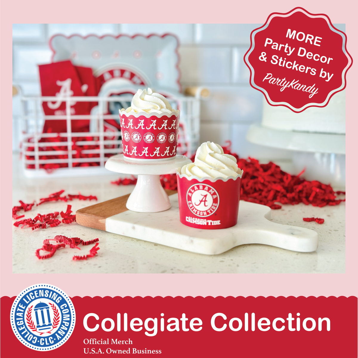 Alabama Crimson Tide Paper Fan Backdrop Birthday Graduation Party Decor 6Pc