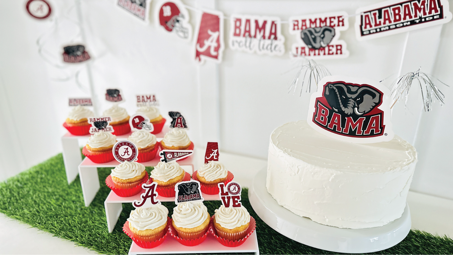 Alabama Crimson Tide Party Decorations with Banner and Cupcake Toppers (42 Pieces)