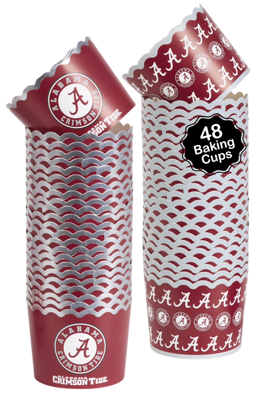 University of Alabama Baking Cups (48 Pcs) for Bama Football, Birthday, and Graduation Party Decorations (Alabama Crimson Tide)