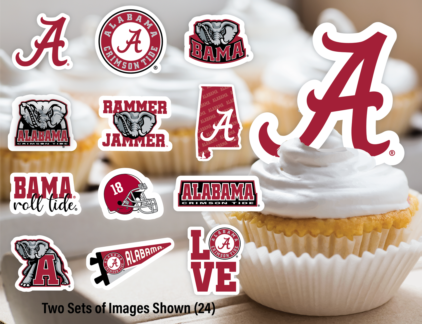 Alabama Crimson Tide Party Decorations with Banner and Cupcake Toppers (42 Pieces)