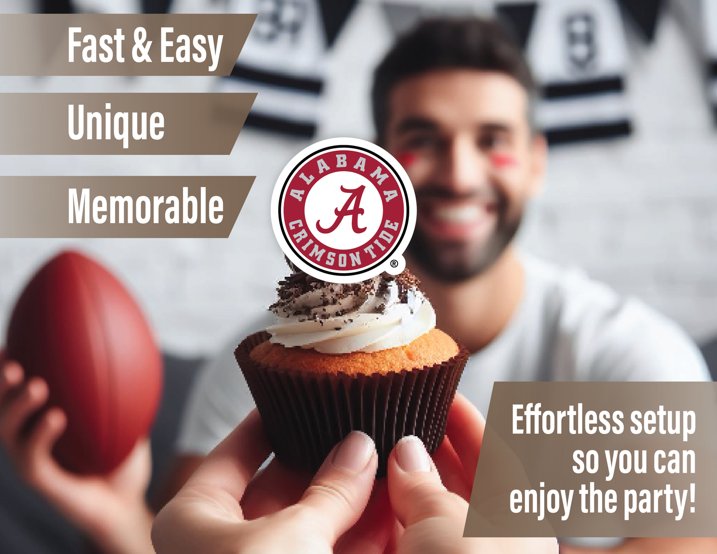 Alabama Crimson Tide Party Decorations with Banner and Cupcake Toppers (42 Pieces)