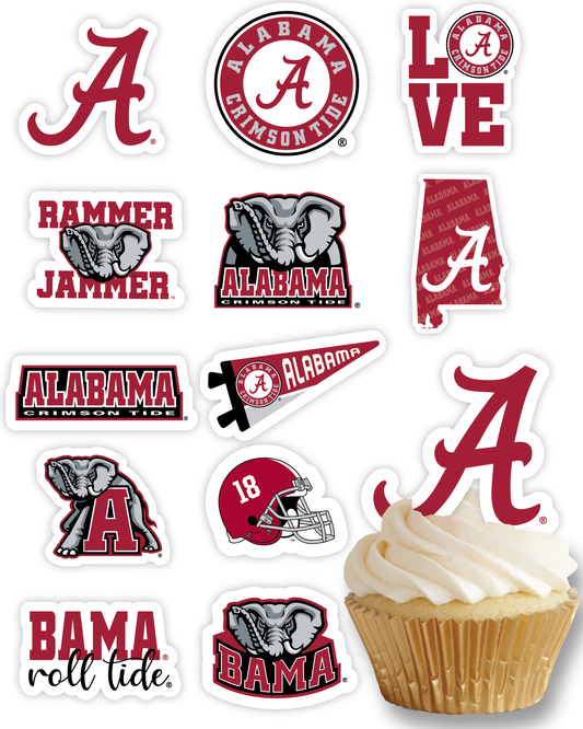 Alabama Crimson Tide Cupcake Toppers (24 Pieces)