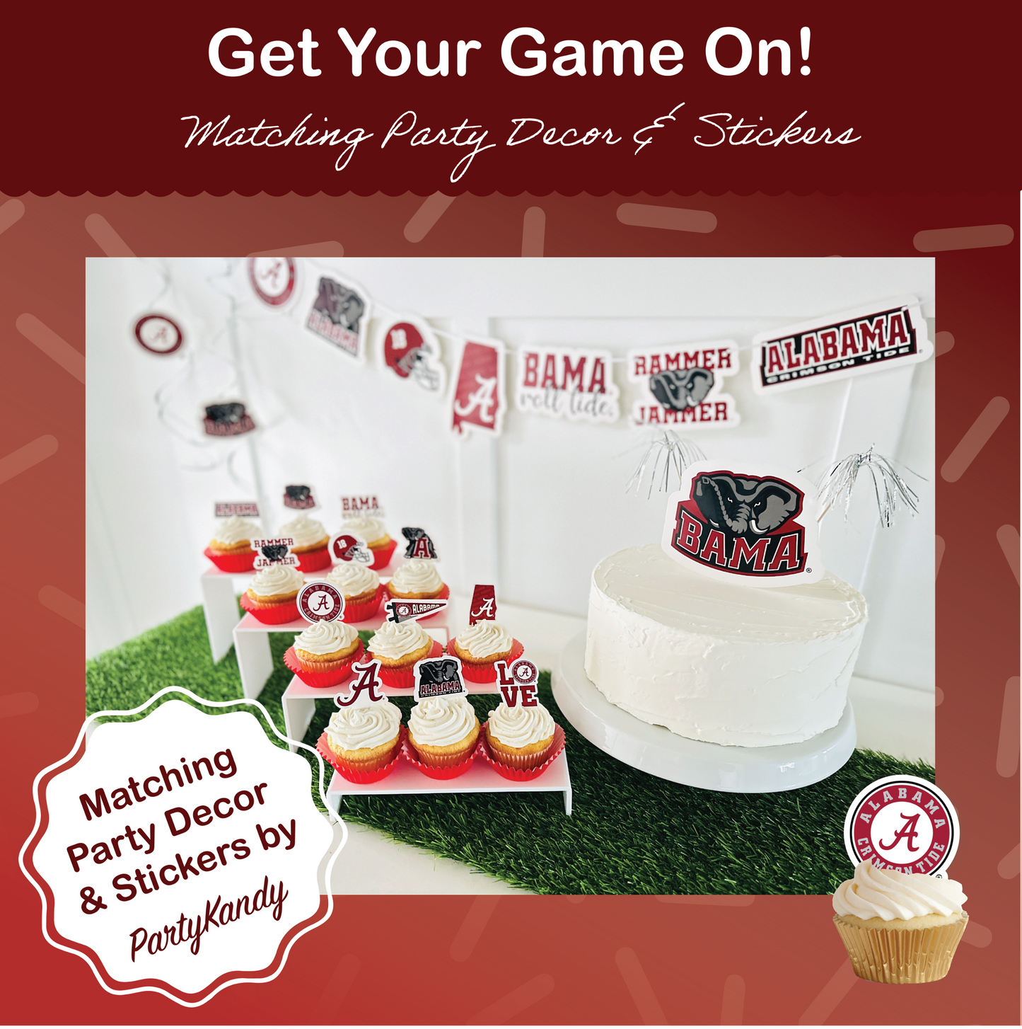 University of Alabama Baking Cups (48 Pcs) for Bama Football, Birthday, and Graduation Party Decorations (Alabama Crimson Tide)