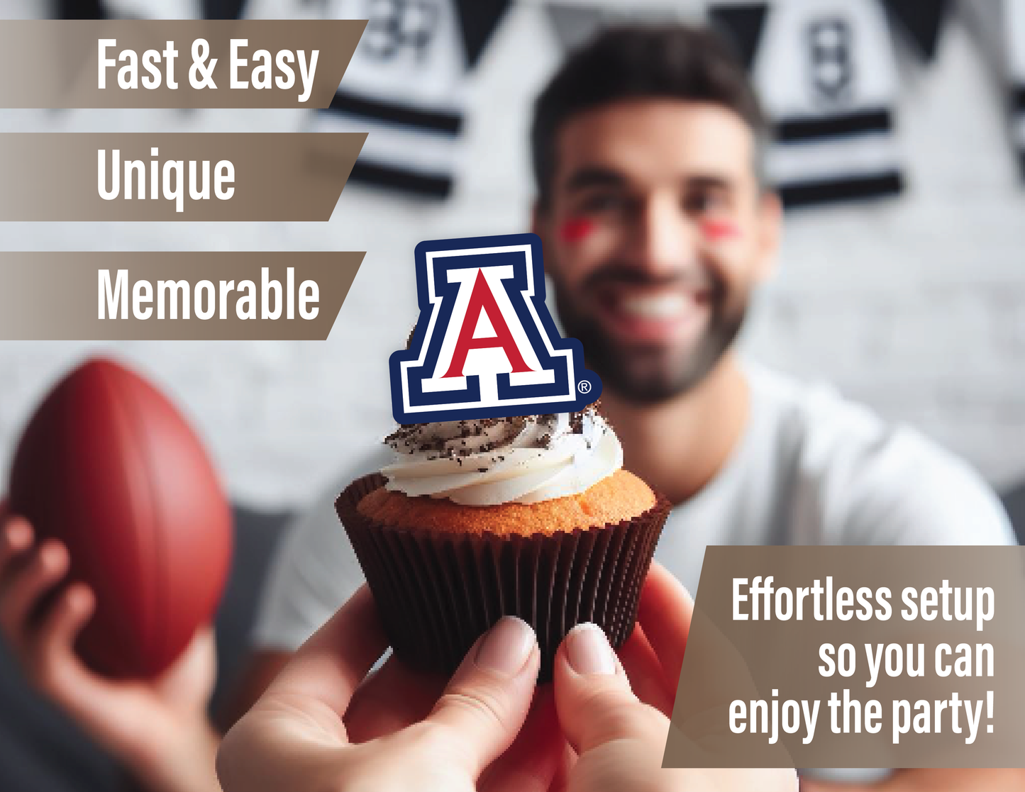 Arizona Wildcats Party Decorations with Banner and Cupcake Toppers (42 Pieces)