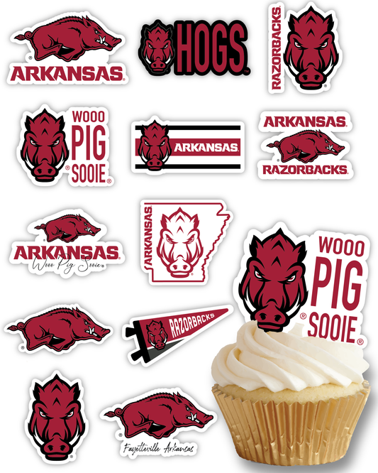 Arkansas Razorbacks Cupcake Toppers (24 Pieces)