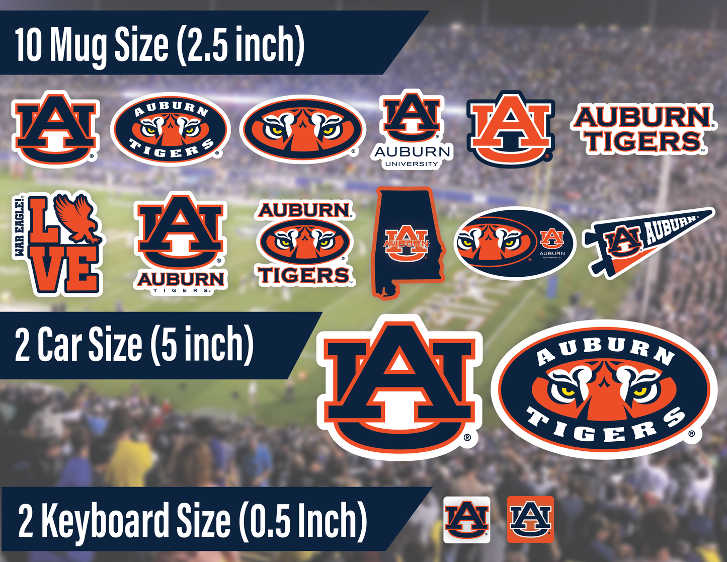 Auburn Tigers Sticker Set (14 Pieces)