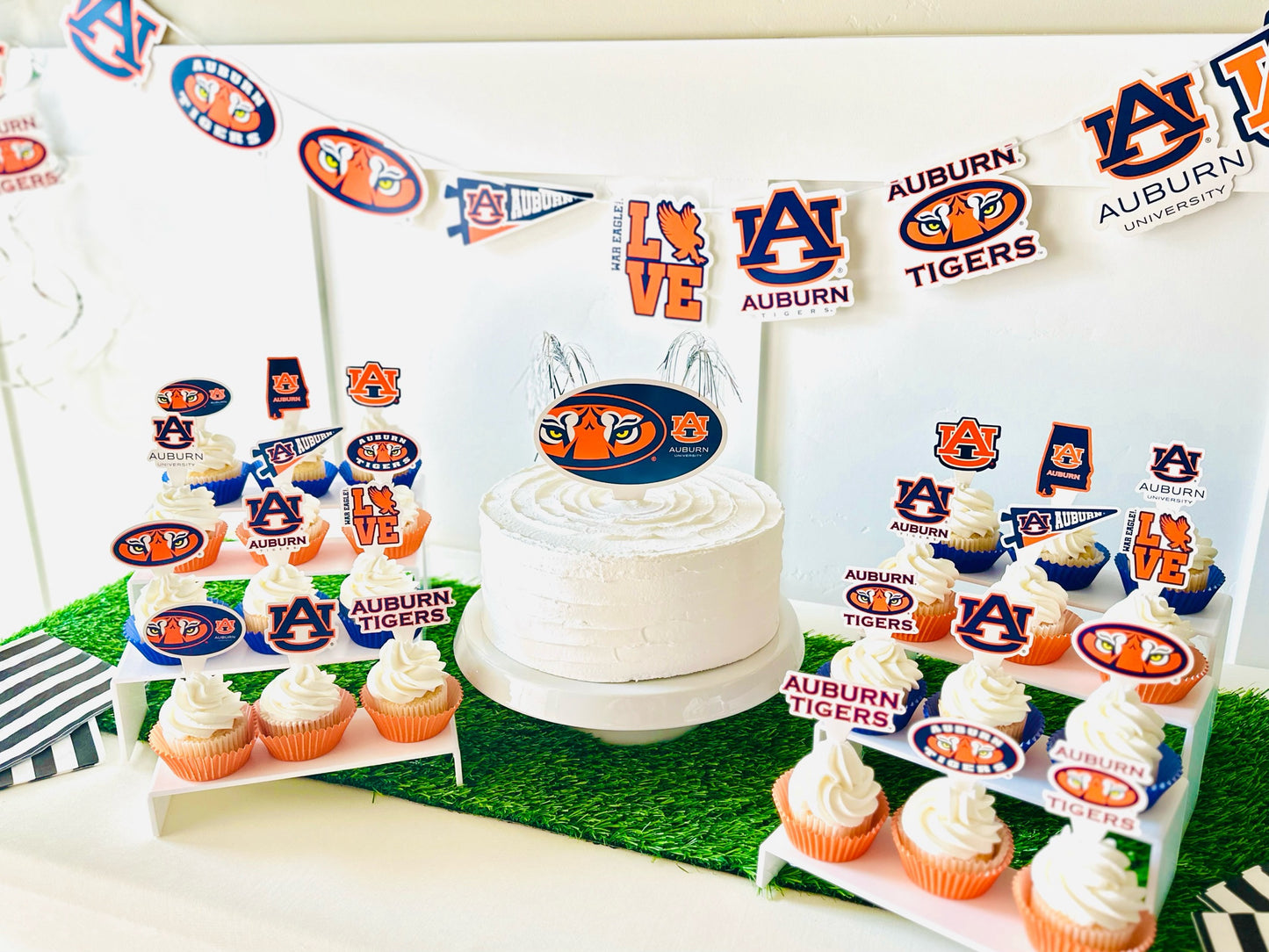 Auburn Tigers Party Decorations with Banner and Cupcake Toppers (42 Pieces)