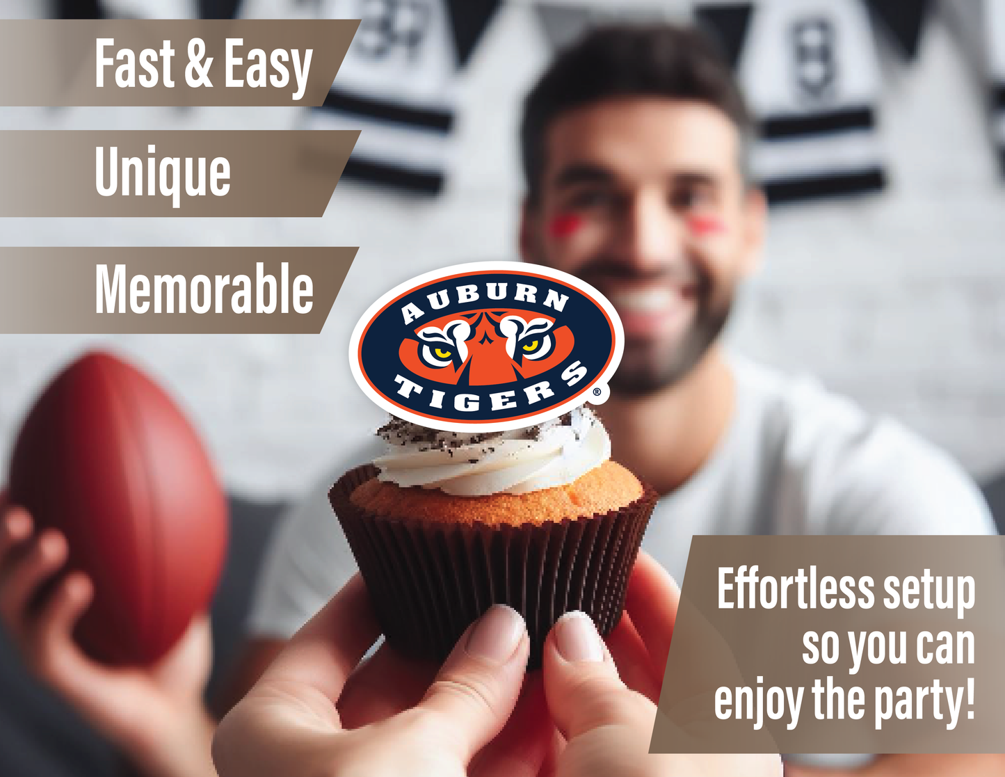 Auburn Tigers Cupcake Toppers (24 Pieces)