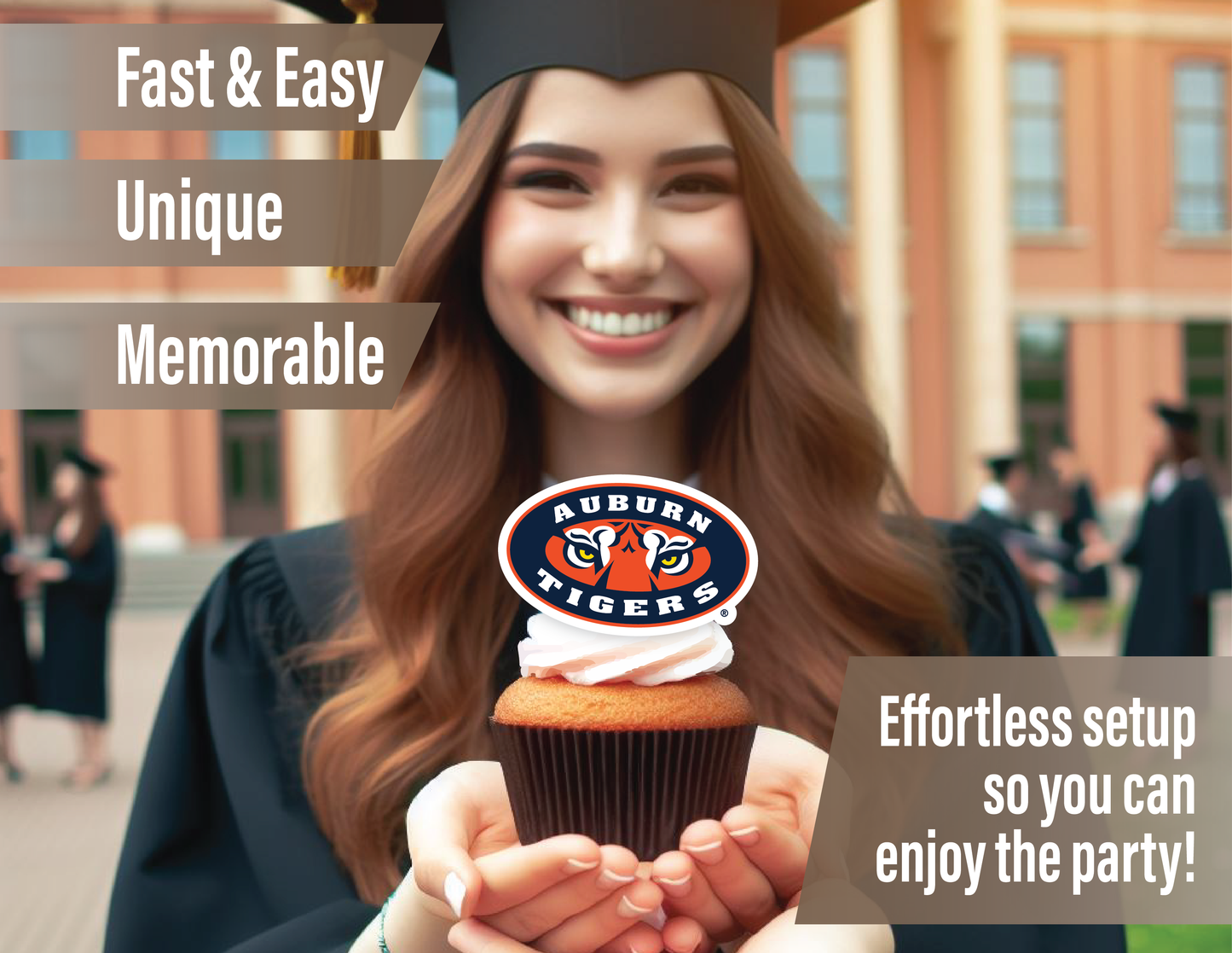 Auburn Tigers Party Decorations with Banner and Cupcake Toppers (42 Pieces)