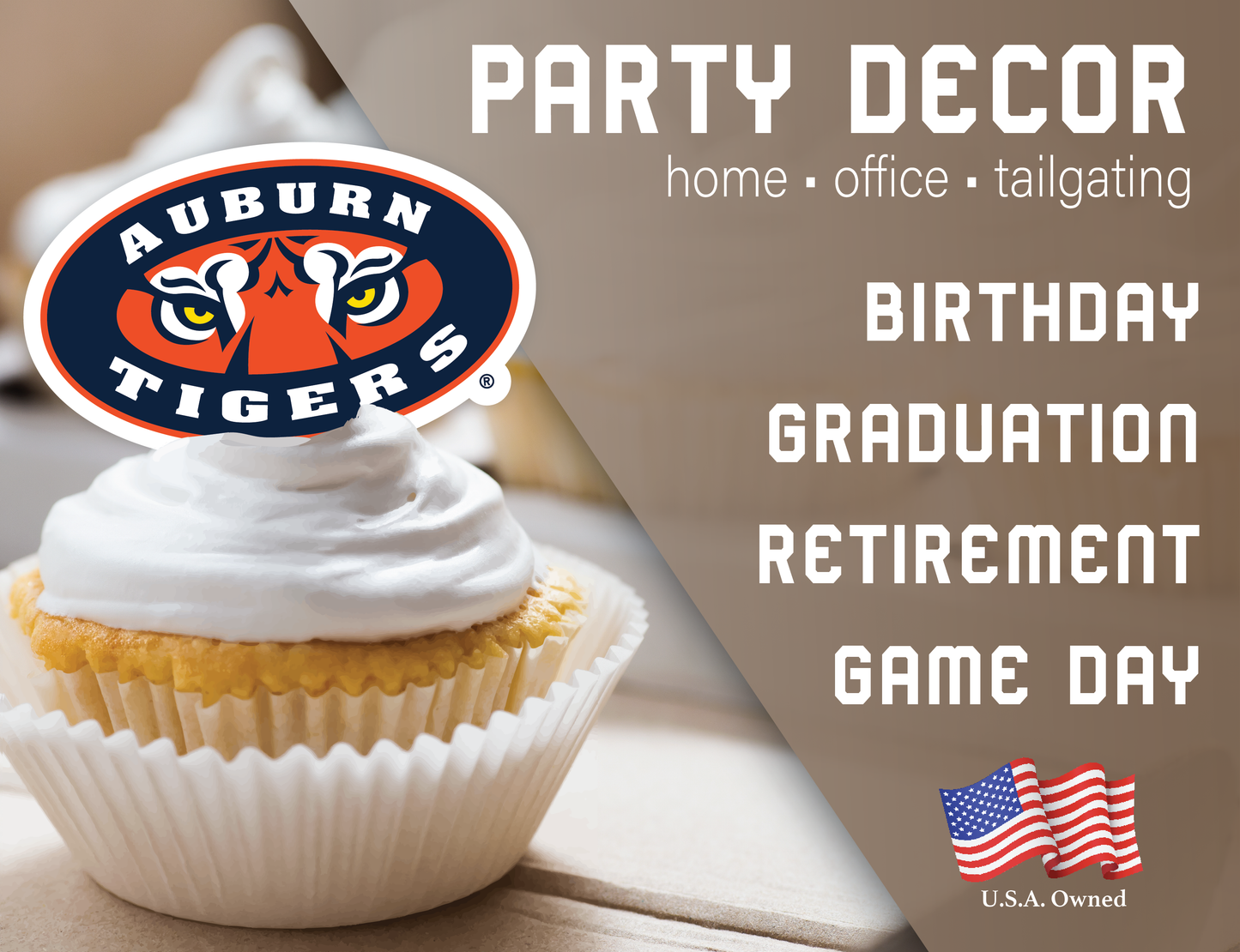 Auburn Tigers Party Decorations with Banner and Cupcake Toppers (42 Pieces)