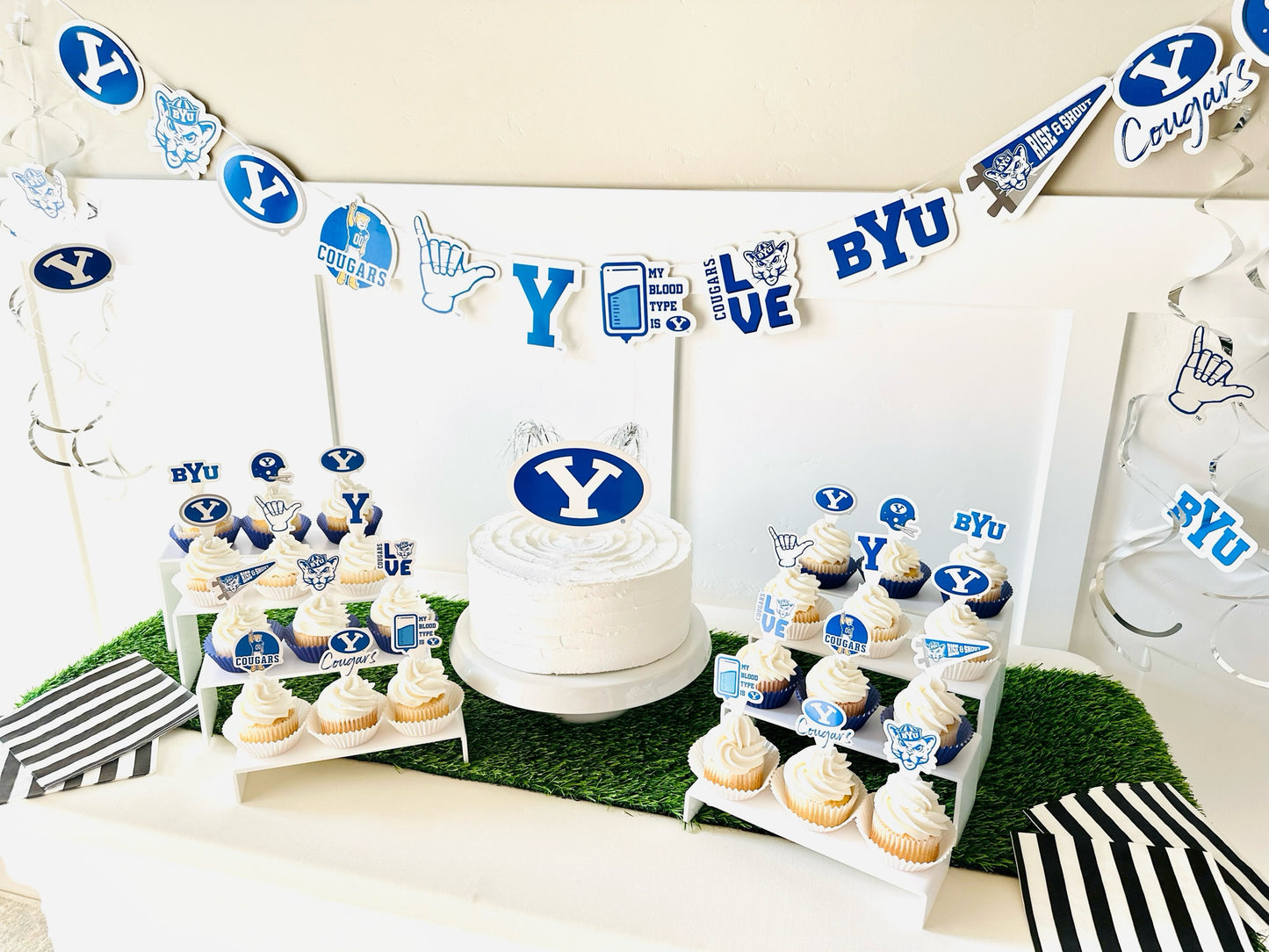 BYU Cougars Party Decorations with Banner and Cupcake Toppers (42 Pieces)