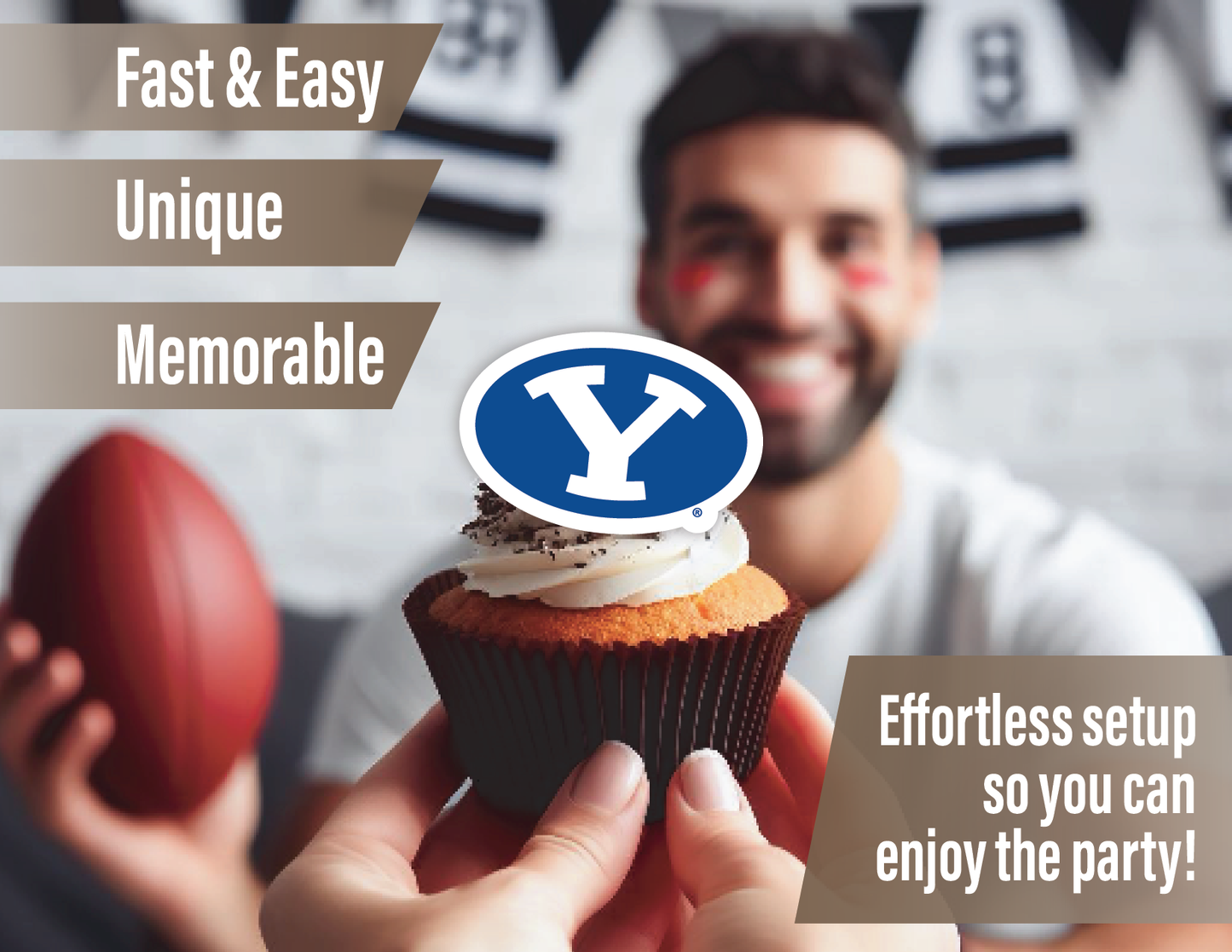BYU Cougars Party Decorations with Banner and Cupcake Toppers (42 Pieces)