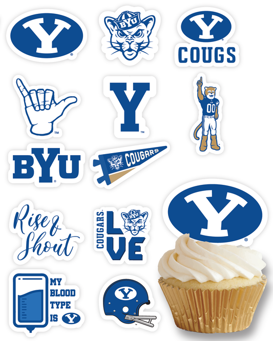 BYU Cougars Cupcake Toppers (24 Pieces)