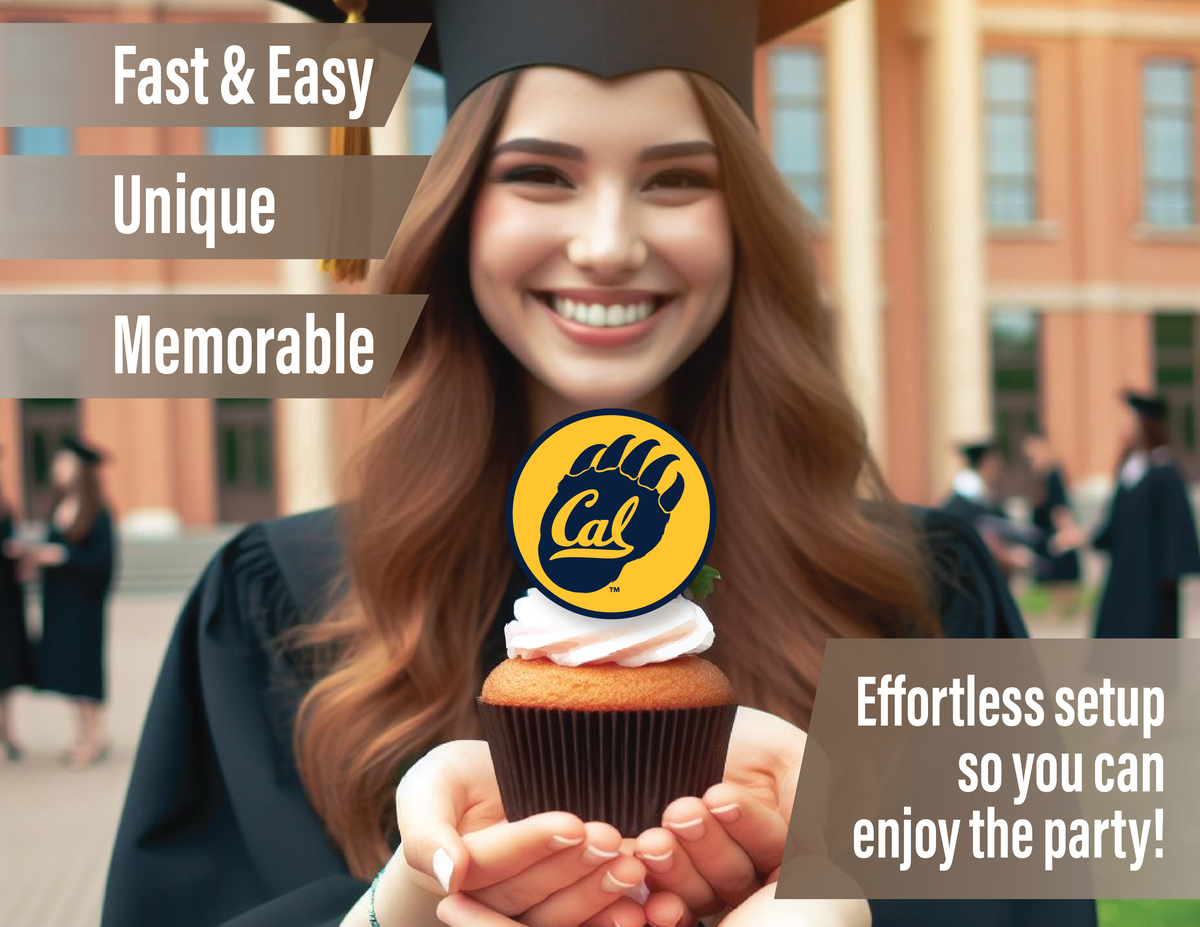 UC Berkeley merch Graduation Decorations Cupcake Toppers Party 24 Pcs