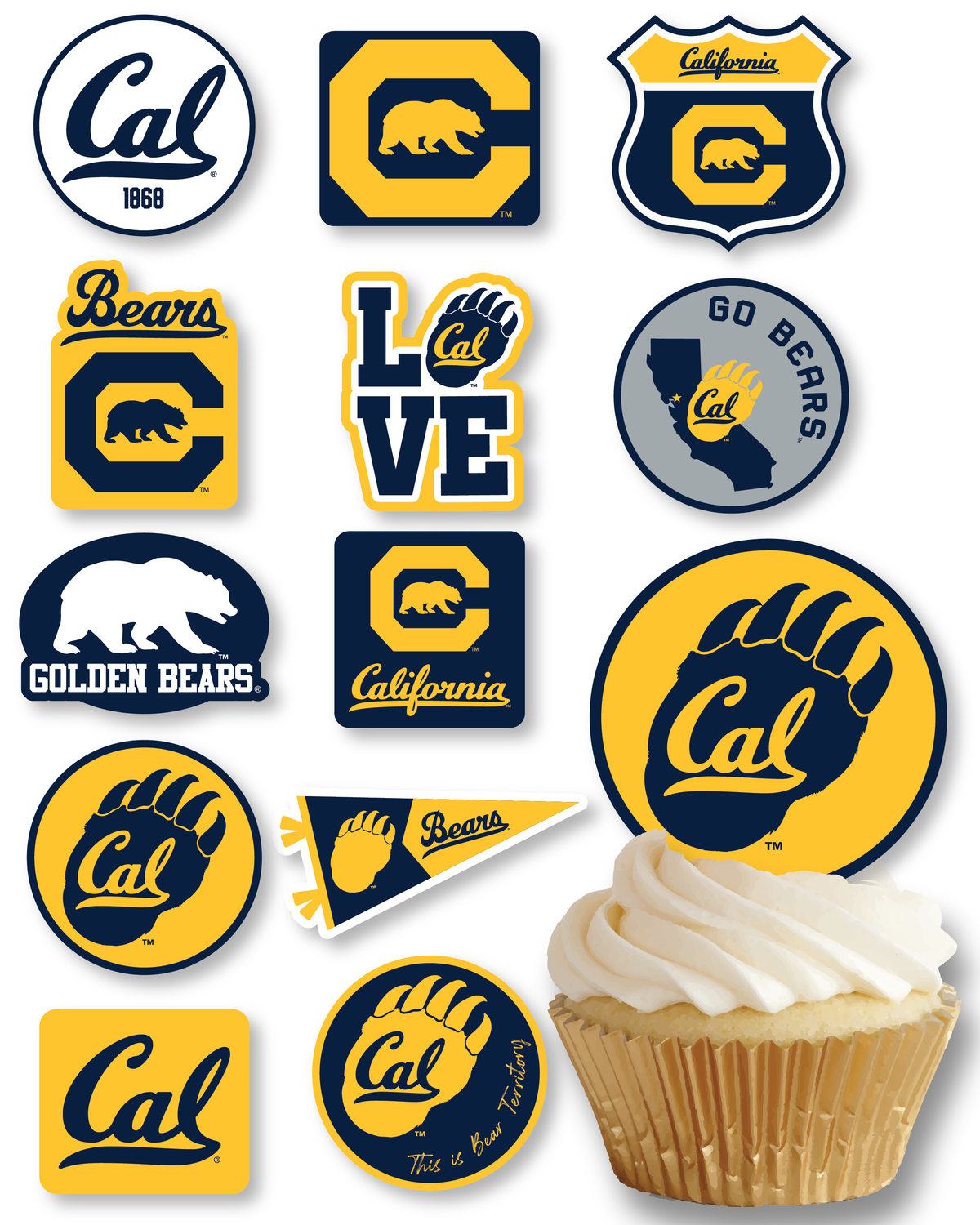 UC Berkeley merch Graduation Decorations Cupcake Toppers Party 24 Pcs
