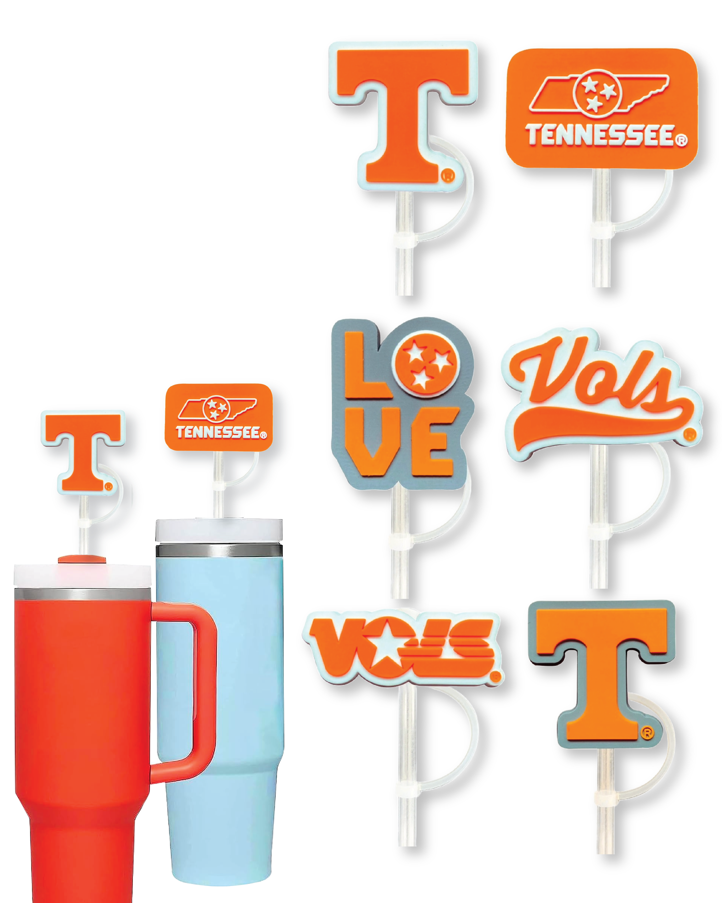 Tennessee Vols 10mm Straw Toppers (6 Pieces)