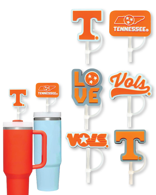 Tennessee Vols 10mm Straw Toppers (6 Pieces)