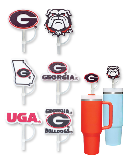 Georgia Bulldogs 10mm Straw Toppers (6 Pieces)
