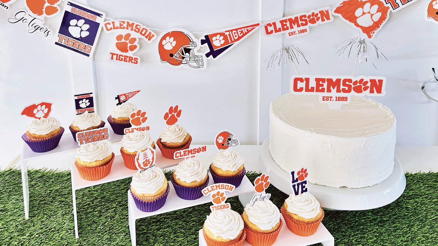 Clemson Tigers Party Decorations with Banner and Cupcake Toppers (42 Pieces)