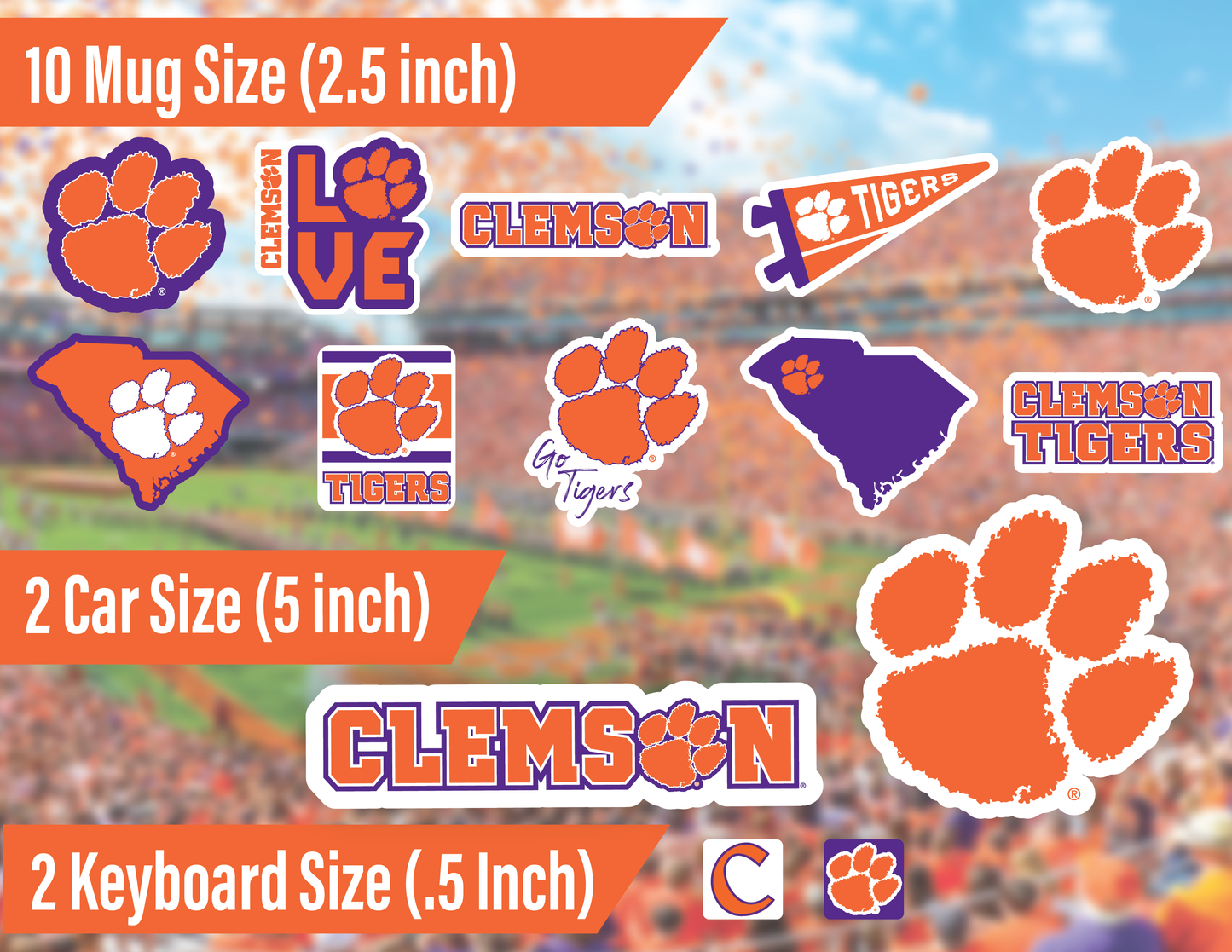 Clemson Tigers Sticker Set (14 Pieces)