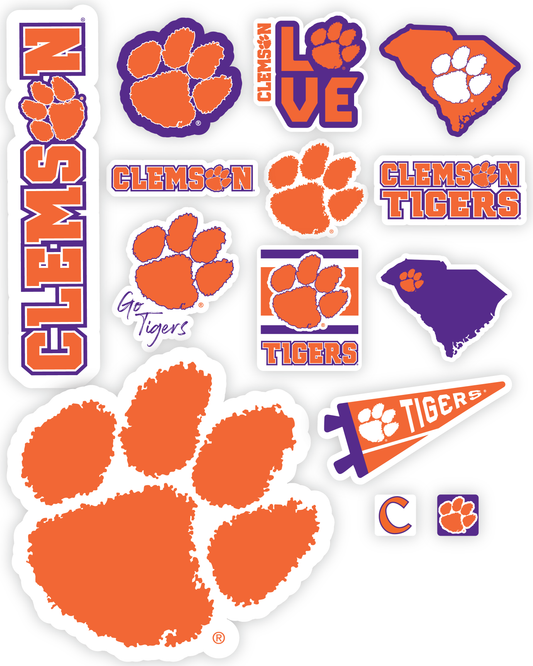 Clemson Tigers Sticker Set (14 Pieces)